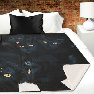 Black Cat Cuddle Sherpa Blanket