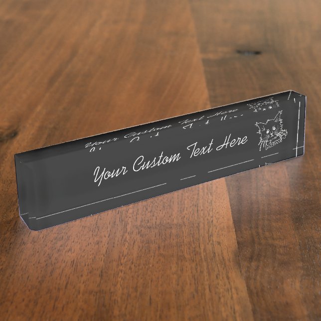 Black Cat custom desk plate (Side)