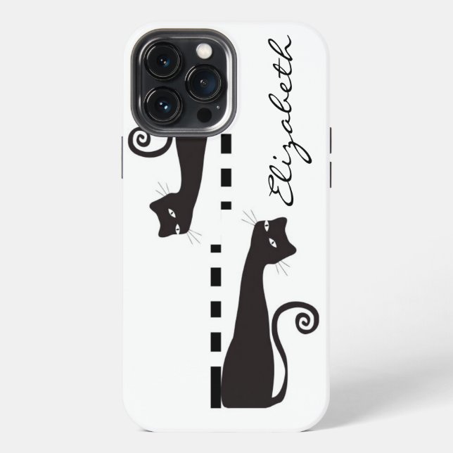 Black Cat Custom Monogram iPhone Case (Back)