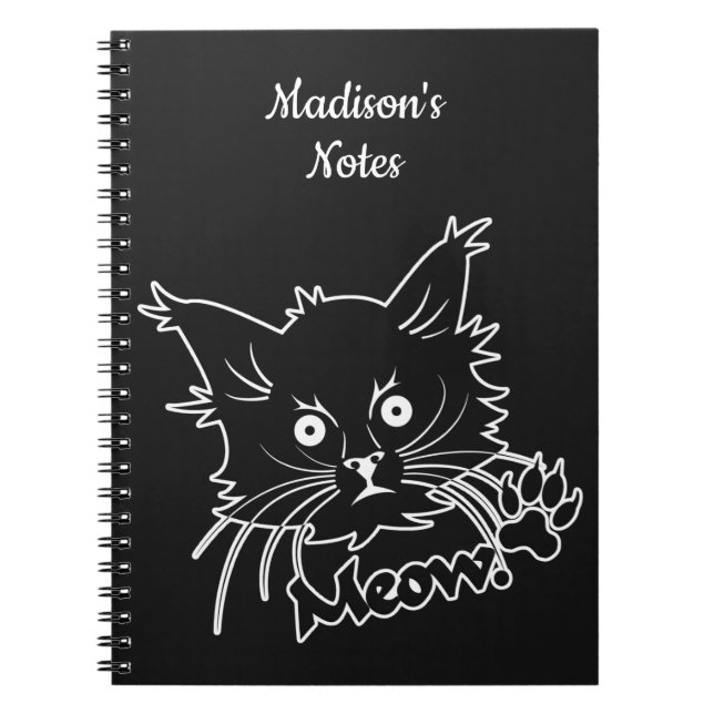 Black Cat custom text notebook (Front)