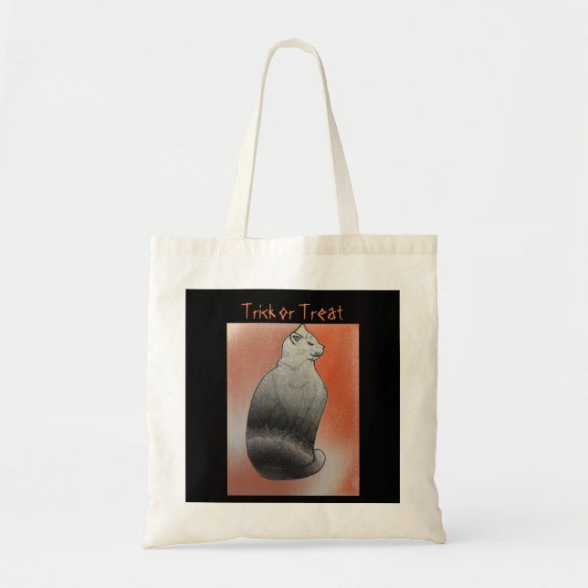 Black Cat Customisable Halloween Tote Bag (Front)