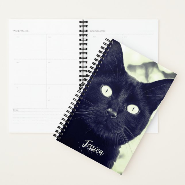 Black Cat Cute Animal Personalised Name Planner (Display)