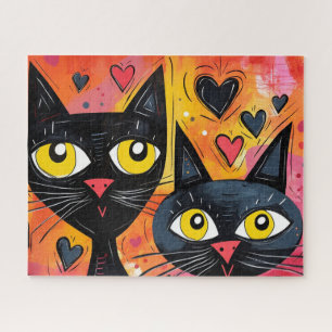BLACK CAT CUTE ART JIGSAW PUZZLE