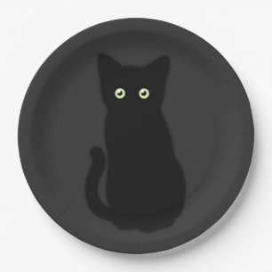 Black cat, cute kitten, spooktacular fun classic paper plate