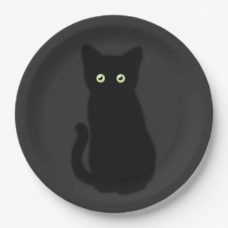 Black cat, cute kitten, spooktacular fun classic  paper plate