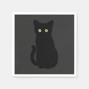Black cat, cute kitten, spooktacular fun napkin