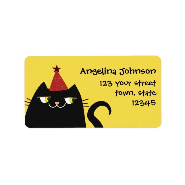 Black Cat Cute Return Address Label (Front)