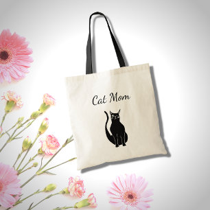 Black Cat Cute Winking Kitty Cartoon Tote Bag
