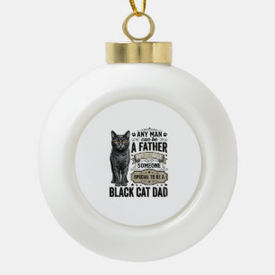 Black Cat Dad Vintage Engraving T-Shirt Design_1 Ceramic Ball Christmas Ornament