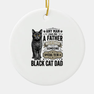 Black Cat Dad Vintage Engraving T-Shirt Design_1 Ceramic Tree Decoration