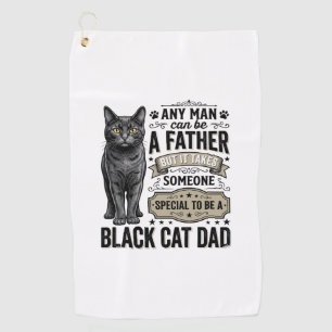 Black Cat Dad Vintage Engraving T-Shirt Design_1 Golf Towel