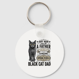 Black Cat Dad Vintage Engraving T-Shirt Design_1 Key Ring