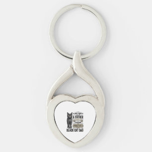 Black Cat Dad Vintage Engraving T-Shirt Design_1 Key Ring
