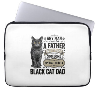 Black Cat Dad Vintage Engraving T-Shirt Design_1 Laptop Sleeve