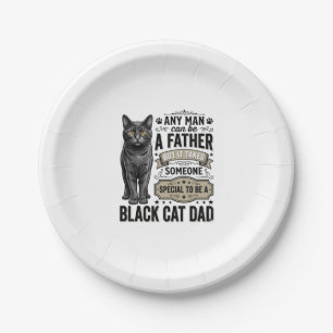Black Cat Dad Vintage Engraving T-Shirt Design_1 Paper Plate