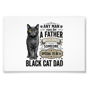 Black Cat Dad Vintage Engraving T-Shirt Design_1 Photo Print