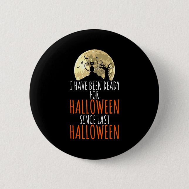 Black cat dead tree ready for halloween  6 cm round badge (Front)