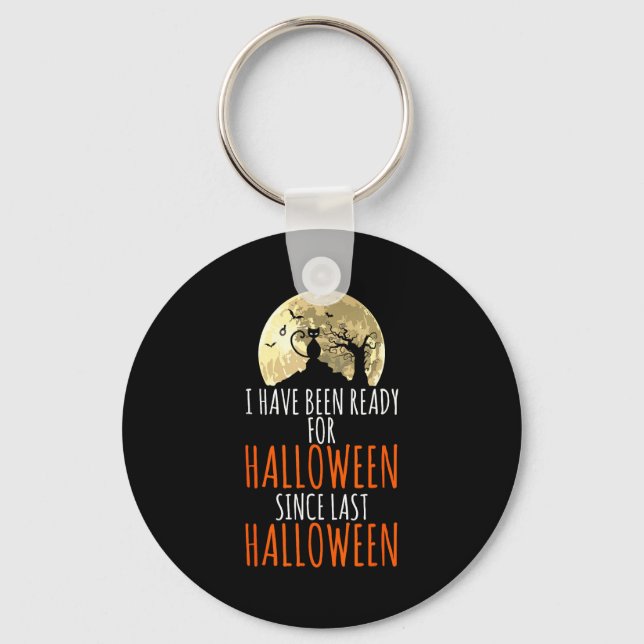 Black cat dead tree ready for halloween  key ring (Front)