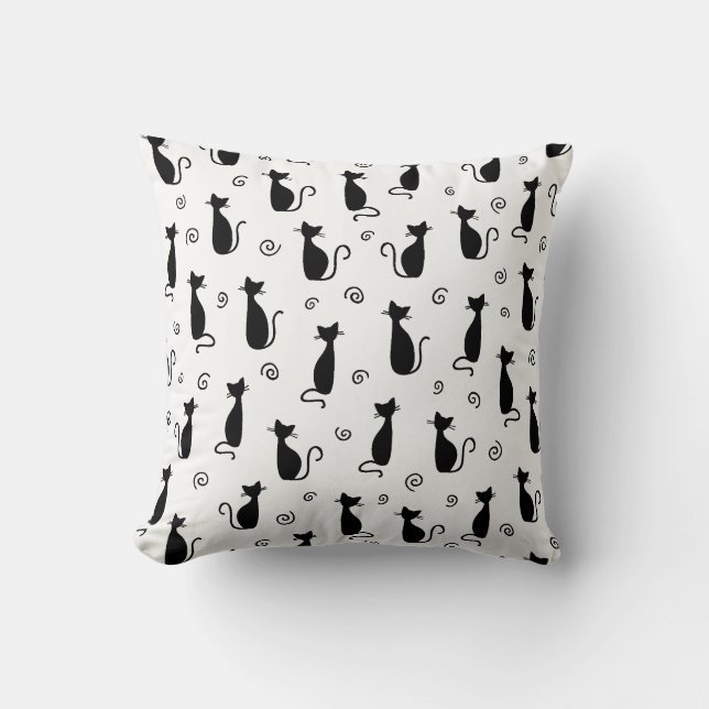 Black Cat Decorative Throw Pillow (Front)