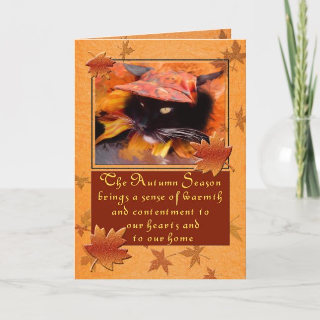 Black Cat Deluxe Thanksgiving Card (Front)