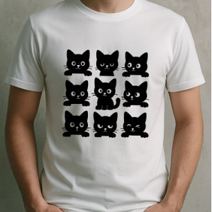 Black Cat Design Elegant and Playful Art for Cat T-Shirt