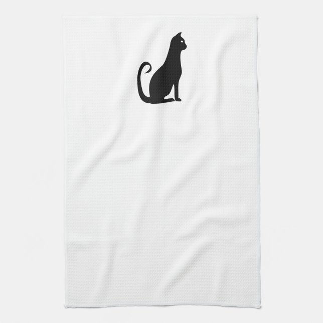 Black Cat Design Tea Towel (Vertical)