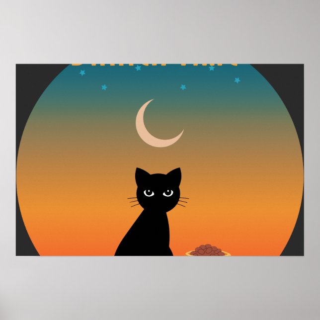 Black Cat Dinner Time Poster (Front)