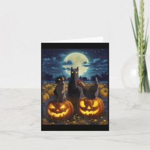 Black Cat Dog Chicken Halloween Pumpkin Spooky Card