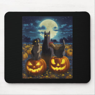 Black Cat Dog Chicken Halloween Pumpkin Spooky Mouse Pad