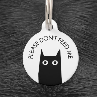 Black Cat Don't Feed Me Medical Pet Tag