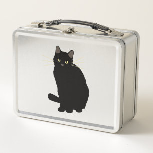 Black Cat Drawing Cute Black Cat Cat Mum Cat Lover Metal Lunch Box