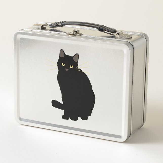 Black Cat Drawing Cute Black Cat Cat Mum Cat Lover Metal Lunch Box (Front)