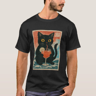 Black Cat Drink Cocktail Jus Anime Kawaii Funny Gr T-Shirt