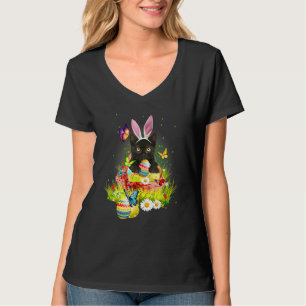 Black Cat Easter Day Bunny Eggs Costume Mens Women T-Shirt