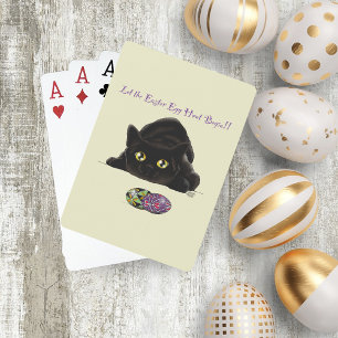 Black Cat Easter Eggs Hunt Holiday Yellow Playing Cards