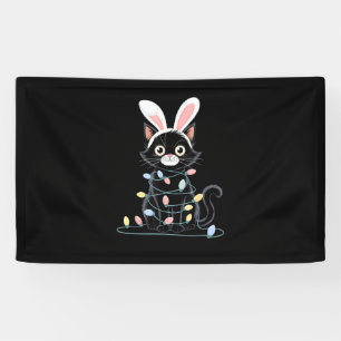 Black Cat Easter Pajama Funny Easter Decorations L Banner