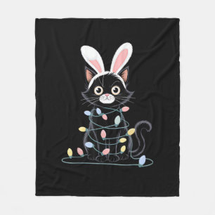 Black Cat Easter Pajama Funny Easter Decorations L Fleece Blanket