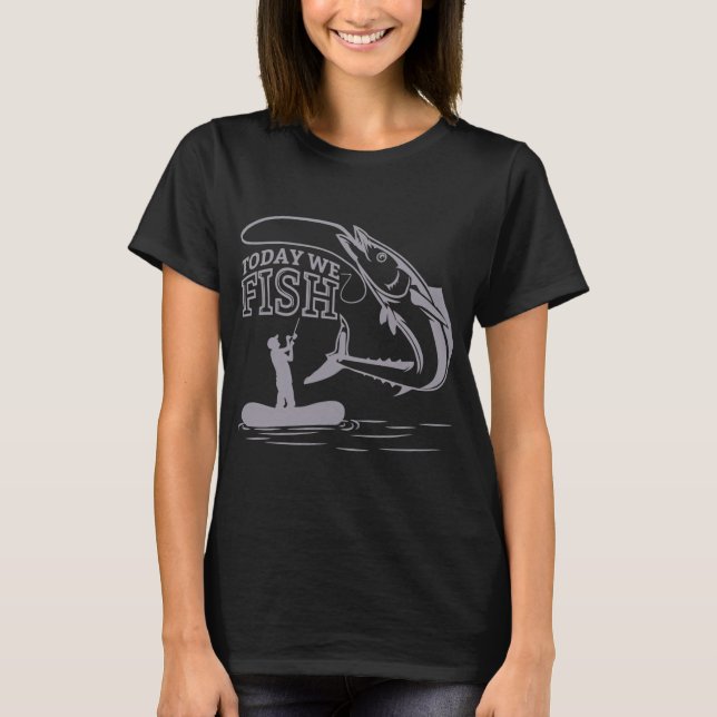Black Cat Eating Sardines T-Shirt (Front)