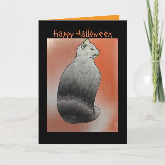 Black Cat Editable Halloween Card (Front)