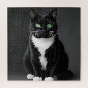 Black Cat Emerald Eyes Jigsaw Puzzle