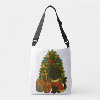 “Black Cat Emi and the Christmas Tree” Crossbody Bag