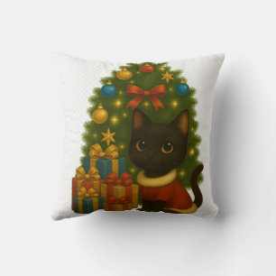 “Black Cat Emi and the Christmas Tree” Cushion