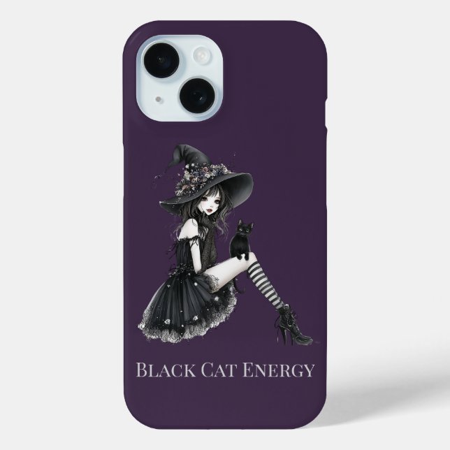Black Cat Energy Gothic Witch Phone Case (Back)