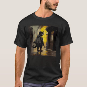 Black Cat Engineer Raining T-Shirt