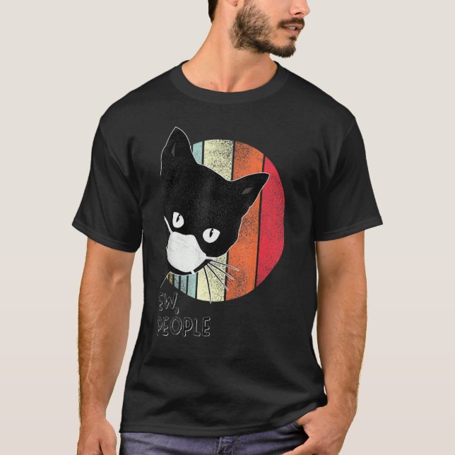 Black Cat Ew People Graphic Light Colour T-Shirt (Front)