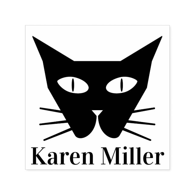 Black Cat Eyes Custom Name Self-inking Stamp (Design)