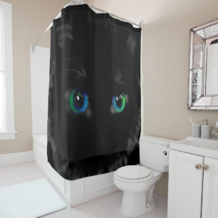 Black Cat Eyes Funny Shower Curtain