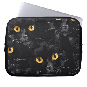 Black cat eyes laptop sleeve
