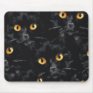 Black cat eyes mouse pad