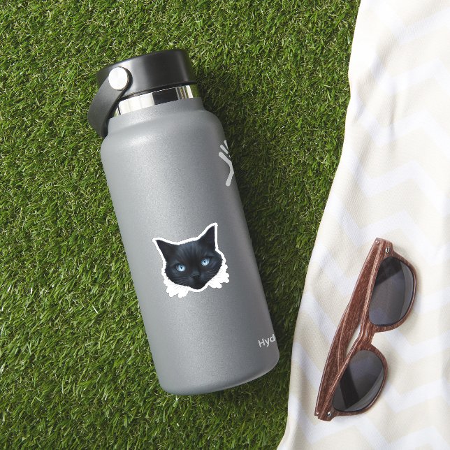 Black Cat Face Blue Eyes Graphic Tee Cat Men Women (HydroFlask Insitu)